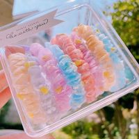 八个装盒装ins冰淇淋马卡龙色碎花大肠发圈爱心少女款发饰品发绳 小雏菊8个装盒装