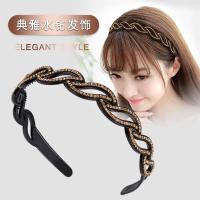 韩国版发箍水钻简约防滑柳叶头箍洗脸带齿发卡子头饰顶夹发窟发夹 柳叶:香槟色