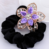 水钻头饰盘头发的饰品绒布盘马尾发圈发绳头绳头花皮筋头箍发卡女 [特价头花1]