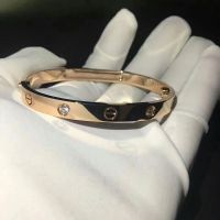 手镯钛钢镀玫瑰金微镶防过敏防掉色时尚简约气质超闪经典手环