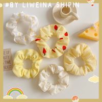 黄色大肠发圈套装头绳夏季2021年新款水果碎花肥肠皮筋女扎头发绳 黄色5件套