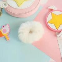 软妹女仆猫耳朵头饰毛绒长毛款缎带铃铛狐狸发夹COS喵Lolita边夹 白色毛毛发圈一对