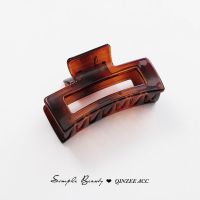 简约风盘发抓夹头发夹子女发卡头饰大号洗澡后脑勺发夹卡子鲨鱼夹 中号玳瑁色