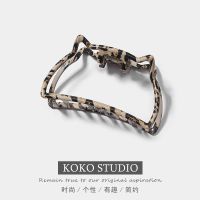 韩国优雅气质豹纹发夹后脑勺盘发抓夹女复古鲨鱼夹子大号发抓头饰 小号猫咪抓夹