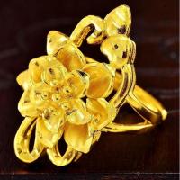 婚庆大花镀金戒指送女友礼物 韩版首饰品久不褪色越南沙金欧币金