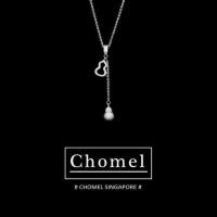 新加坡小众品牌设计CHOMEL项链 简约轻奢葫芦满钻流苏锁骨链饰品 AB01白金