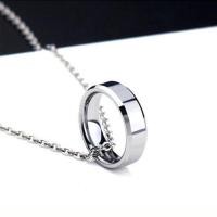 日韩权志龙三环双环单环钛钢项链男潮ins三生三世情侣简约刻字 单环项链[银色]o字链 简单包装[不刻字]