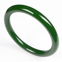 碧玉圆条玉镯子女款菠菜绿玉石手镯细条时尚复古圆手镯 内径56(中小码)