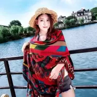 棉麻围巾女民族风波西米亚超大防晒度假沙滩丝巾流苏海边披肩女夏 WJ-1-31