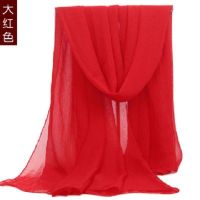 上海苏杭丝绸围巾故事超大丝巾女薄款防晒披肩纱巾百搭长款春秋季 大红色 1米75*70