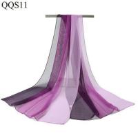 [买三送一]渐变色丝巾女士围巾披肩乔其纱薄沙滩巾舞蹈丝巾学生 紫色 160*50cm