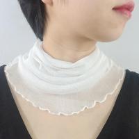 加大升级真丝围脖套头 网眼桑蚕丝假领子围巾 春夏秋防晒丝巾 白色