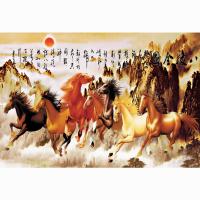 八骏马图装饰画国画马到成功客厅中堂挂画海报沙发墙壁贴画防水 八骏马H1 30*45厘米[海报]