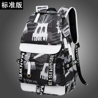 背包男双肩包大学生初中学生书包男时尚潮流校园韩版休闲高中旅行 579款黑白[标准版] 配[笔袋]