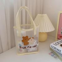 ins可爱小熊果冻手提袋沙滩包透明夏季女出行便携实用大容量包包 小狗果冻手提包