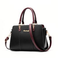 真皮质感女士包包女2021新款潮韩版单肩包斜挎包时尚大容量手提包 优雅黑