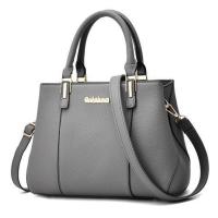 袋鼠真皮中年女包2021新款妈妈包大容量韩版手提简约单肩斜挎包潮 灰色