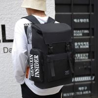 大容量书包双肩包男潮牌高中大学生帆布商务背包男士休闲旅行包潮 黑色普通小号 单独书包