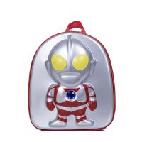 奥特曼书包幼儿园男童1-3-5岁小孩中班小班宝宝卡通硬壳双肩背包 小号红色迪迦不闪光