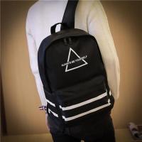 男士休闲公文背包男双肩包书包男时尚潮流日韩初高中学生电脑包 三角黑色