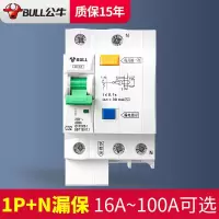 公牛63a空气开关带漏电保护器32a空调热水器家用2p断路器漏保空开 1p+n漏电保护器 额定电流16A