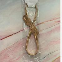 新款窗帘绑带绑绳一对轻奢质感弹力窗帘扣环创意珍珠绑带窗帘绳 简约双环(金色一条)