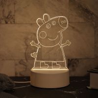 台灯小夜灯小猪佩奇蜘蛛侠钢铁侠小黄鸭奥特曼叮当猫吉他生日礼物 小猪佩奇[USB插电] 没有包装[单色]