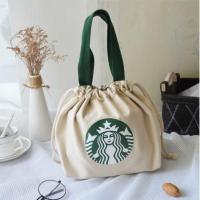 星爸爸日式上班饭盒袋便当包袋帆布抽绳手拎学生带饭包大容量手提 女神米色(无内里无锡纸款)