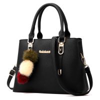 包包女2021夏季新款韩版大气百搭手提包妈妈包大容量单肩斜挎包潮 黑色(送鳄鱼纹手包)