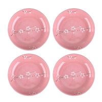 菜盘子家用陶瓷餐具套装8英寸圆盘子碗盘家用套装碗盘礼盒装送人 [红色] 4碗勺筷