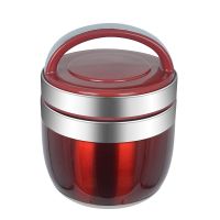 304不锈钢保温饭盒1人 便携便当盒双层超长保温桶学生餐盒 上班族 典雅红1.2升[防溢] 真空保温6-8小时