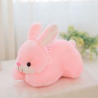 小白兔子毛绒玩具可爱玉兔公仔抱枕玩偶车载趴趴兔布娃娃生日礼物 粉色玉兔 26-30cm