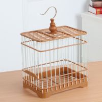 塑料蜡嘴鸟笼子铜嘴笼塑钢鸟笼配件洗澡笼画眉四喜玻璃钢条亮顶笼 无抽屉款蜡嘴裸笼 无任何配件