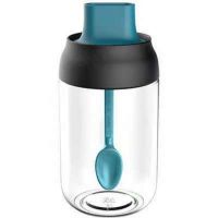 厨房用品玻璃调料瓶油盐防潮调味料收纳盒密封罐子调味料套装 蓝色调味任意(单个)