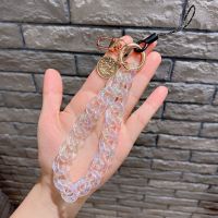 个性创意短款手机挂绳手腕绳可调节优盘防丢绳炫彩链条可拆卸挂饰 炫彩链条短款挂绳