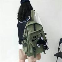 新款韩版背包初高中男女学生书包电脑包双肩背包学院风大容量 绿色