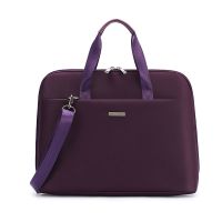公文包女上班大容量时尚手提a4资料文件包商务男单肩笔记本电脑包 中号紫色