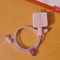 OPPO a55 a9 a8 a11x数据线保护套a53 a3充电器保护线耳机缠绕绳 粉红豹(翅膀镭射粉) 数据线套