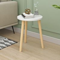 沙发边几北欧小户型卧室床头柜小茶几客厅简约小桌子角几小圆桌 暖白 直径30高度40cm单层