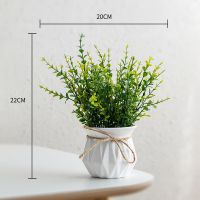 现代简约办公室客厅创意桌面插花摆件家居装饰品陶瓷干花花艺摆设 03#尤加利叶(含白花瓶)