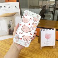 小熊苹果7PLUS钢化膜卡通iPhone6SPLUS彩膜8PLUS手机壳XR贴膜i11P 白底小牛 钢化膜 苹果6和6S