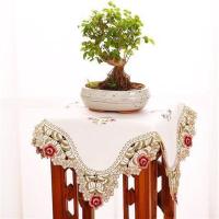 花架多用巾茶具小家电遮盖布欧式蕾丝镂防尘布台布床头柜防尘罩 花香玫瑰 方形:40*40cm