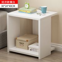 床头柜置物架现代简约卧室床边储物收纳柜子简易迷你小型靠墙柜子 单层暖白基础款 组装