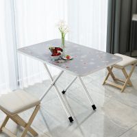 折叠桌餐桌吃饭桌子家用卧室宿舍正方形摆地摊小户型简约户外4人 蓝碎花60.40高50大U腿