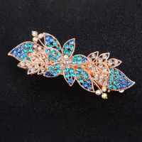 特大号发夹女成人发饰弹簧夹大夹子夹头发送妈妈后脑勺水钻头饰 8厘米长)FJ007蓝色