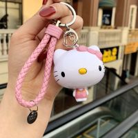 韩国创意可爱卡通钥匙扣女汽车钥匙链圈挂件机器猫kt猫女包包挂件 粉皮绳+KT猫