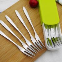 10支至20支 304不锈钢时尚创意可爱水果叉月饼叉 5支甜品叉糖果叉 304钢5支装水果叉 不带便携盒