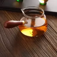 侧把公道杯茶漏一体套装加厚耐热玻璃公杯茶海分茶器过滤功夫茶具 单个公道杯 特厚红檀木把公道杯[380ML]冲量