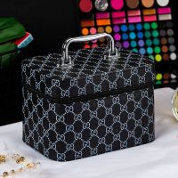 大容量化妆箱包收纳盒简约大小号化妆品随身便携手提包包 双E黑色小号单箱款