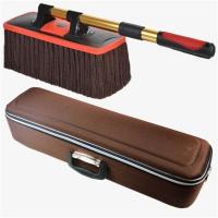 蜡拖洗车刷子软毛除尘掸子伸缩擦车拖把刷车蜡刷清洁汽车用品套装 棕色+收纳箱